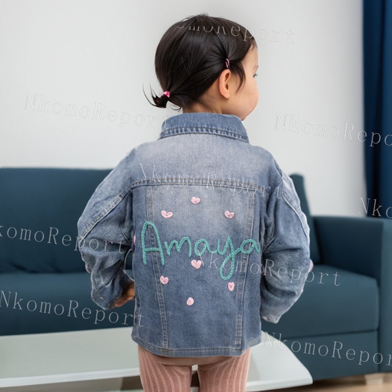 Personalized Joy: Custom Denim Jacket for Babies and Toddlers A Unique Birthday and Baptism Gift image 1