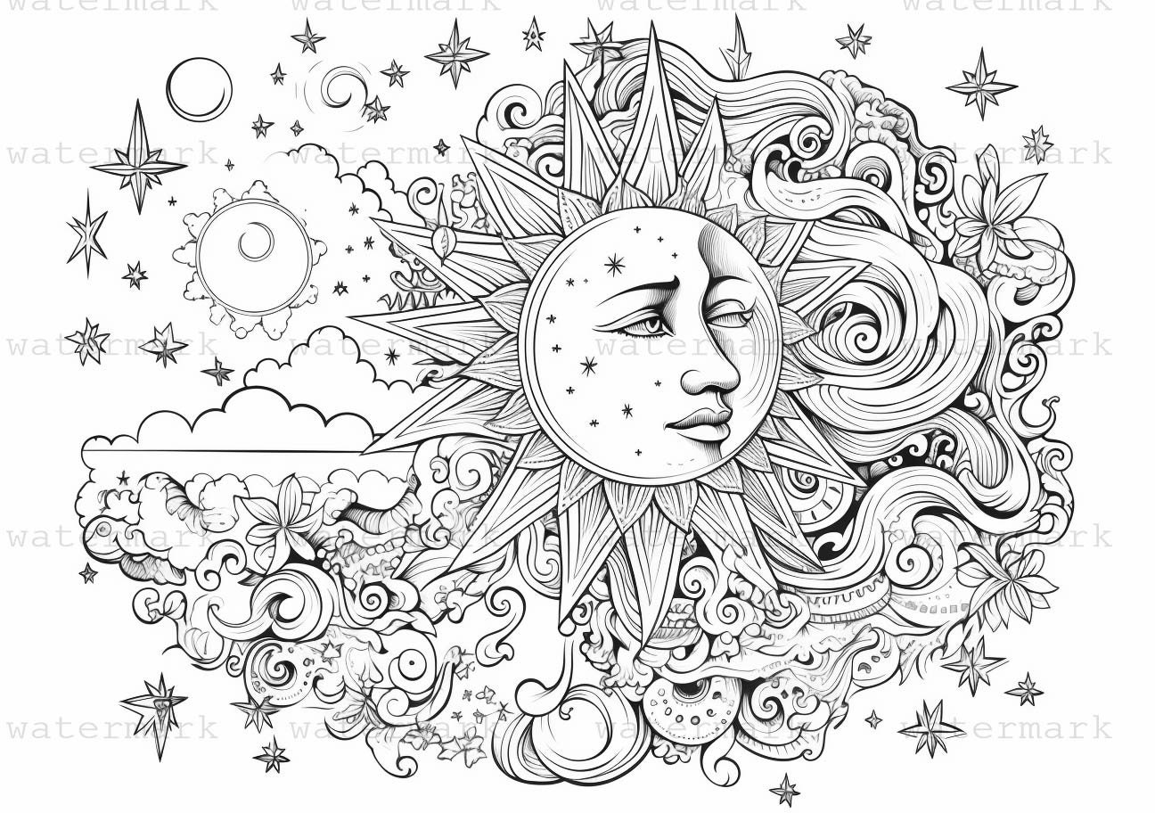 25 Stars and Cosmic Coloring Pages Bundle for All Ages - Etsy