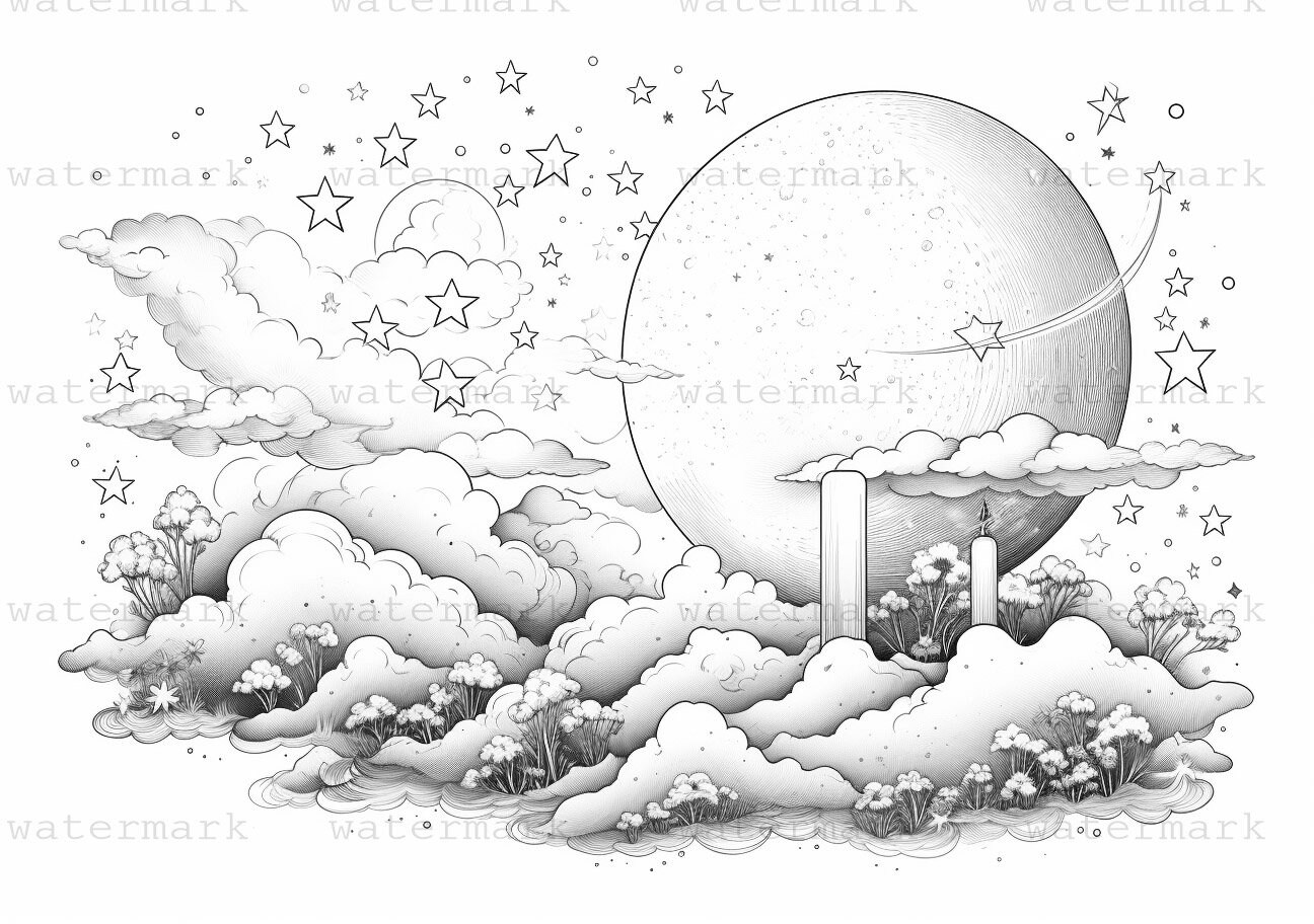 25 Stars and Cosmic Coloring Pages Bundle for All Ages - Etsy