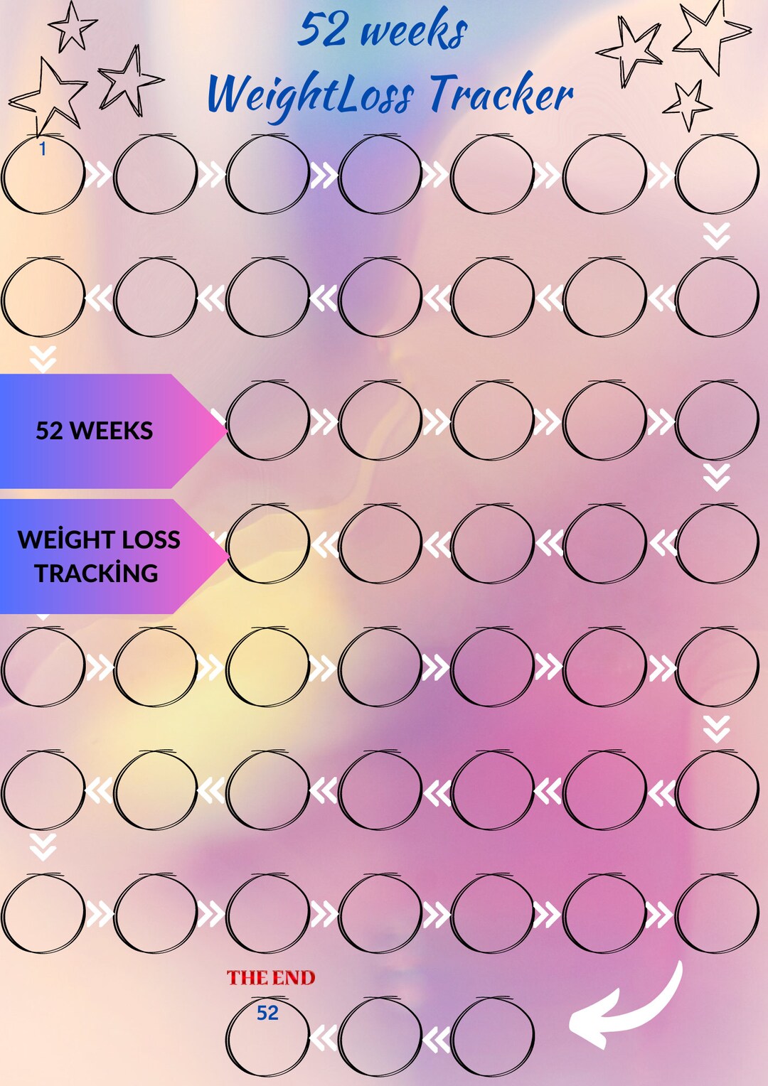 Printable Weight Loss Tracker Weekly Weight Loss Chart Etsy
