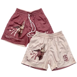 Shorts de malla reversibles de 10 cm - Angel (rosa/crema)