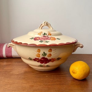 Longchamp Antique French Servingware, Soup Tureen Salad Bowl, French Farmhouse Decor