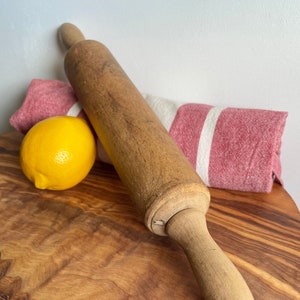 Vintage Artisan Wooden Rolling Pin, French Style Elegantly Carved Shape,  French Farmhouse Kitchenalia