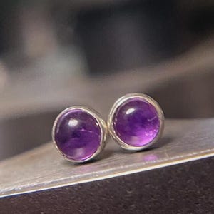 Natural Amethyst Earring, 925 Sterling Silver Earring, Handmade Earring, Amethyst Stud, Women Earring, Minimalist Earrings, Gift For Him