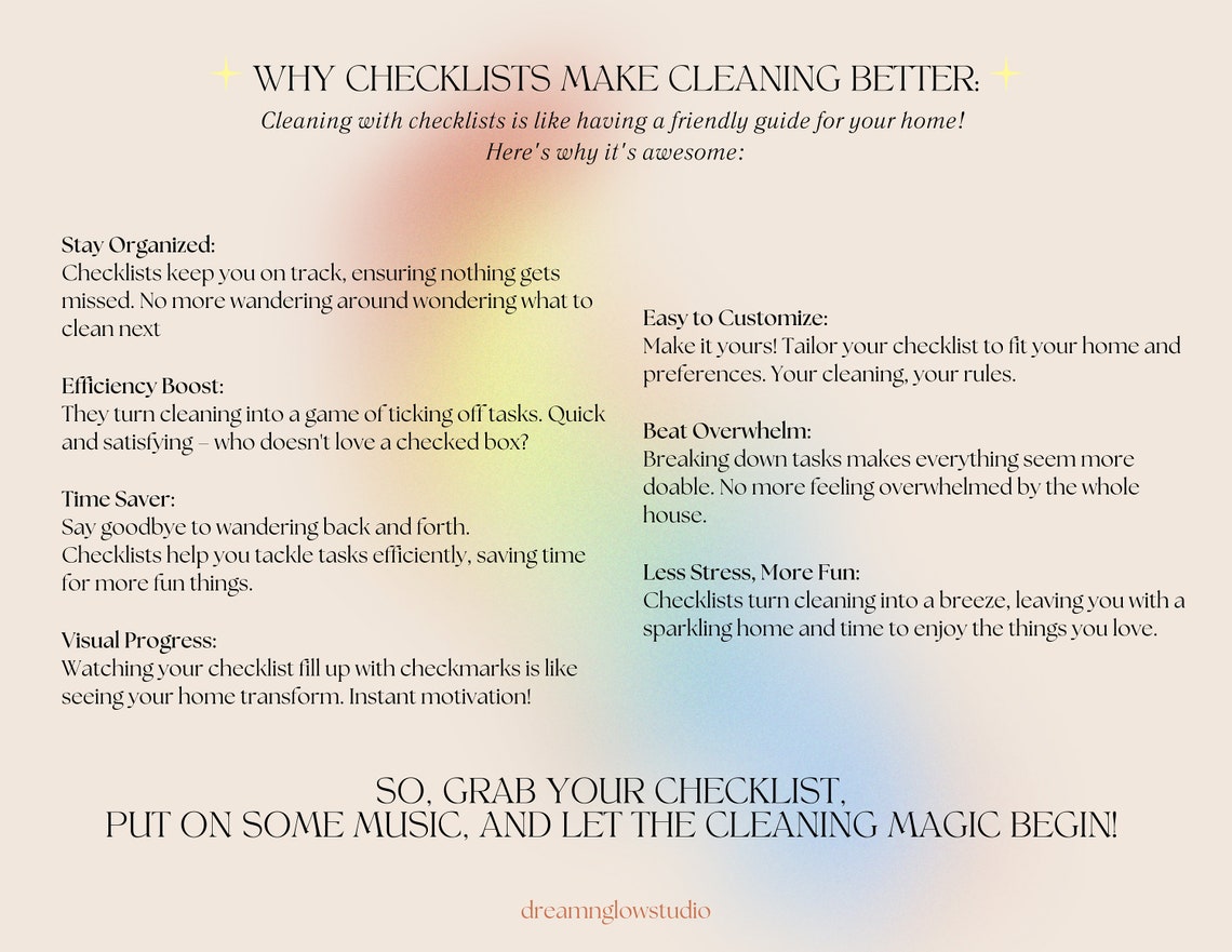 Cleaning Checklist Printable, Daily Cleaning Routine, Home Organization ...