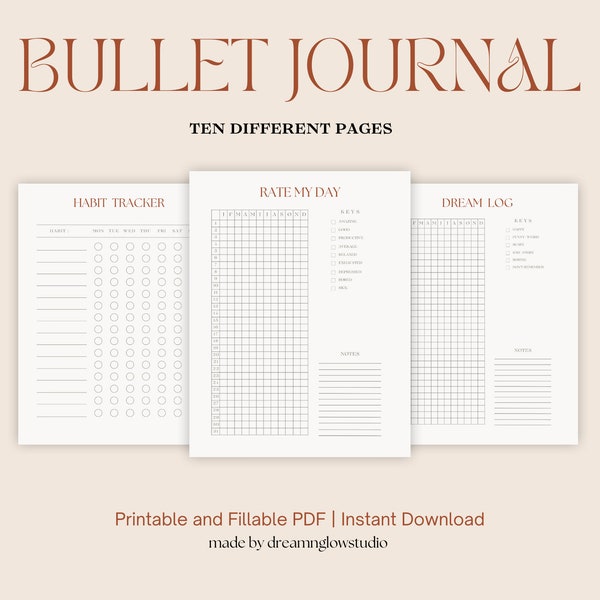Bullet Journal, Printable and Digital, Instant Download, PDF