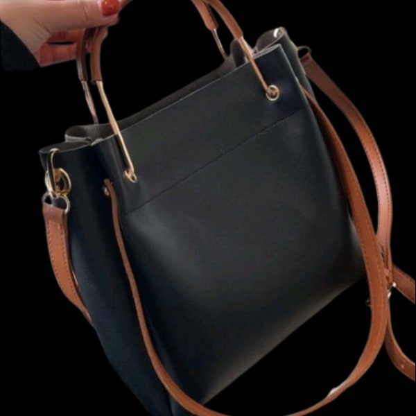 Bag - Shoulder - black brown leather