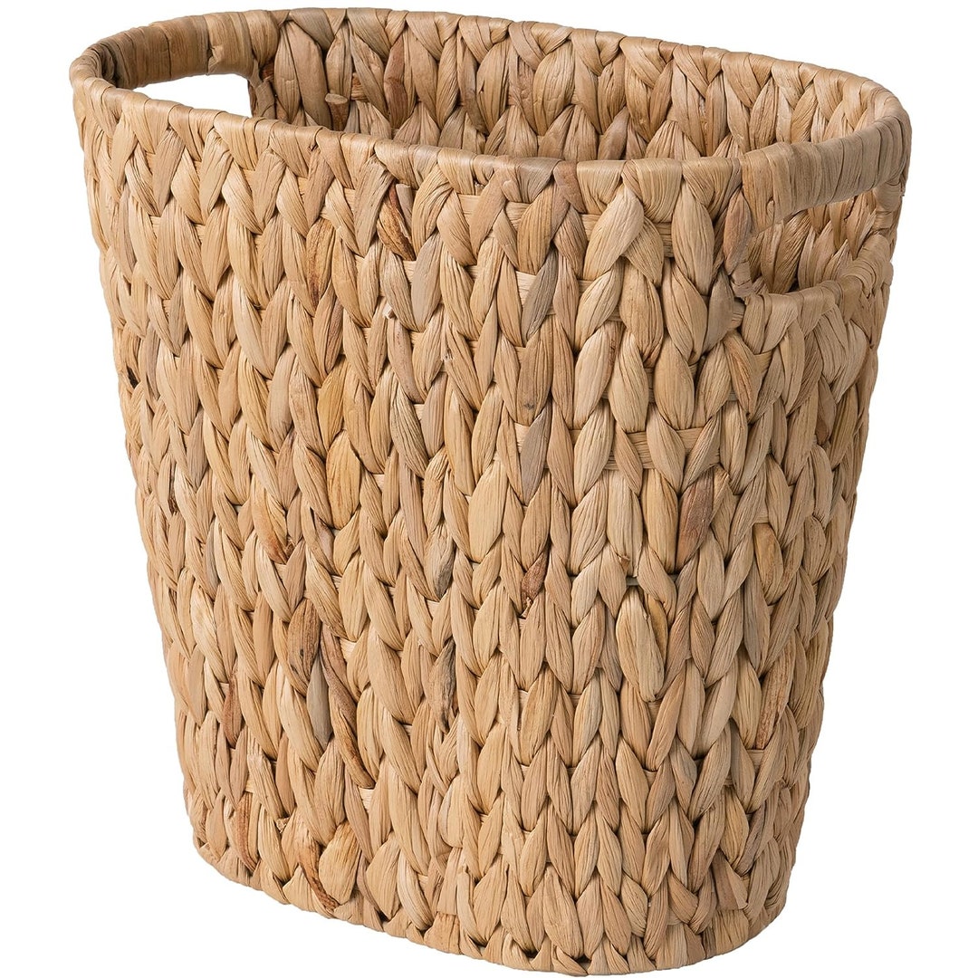 Wicker Waste Basket Wicker Trash Basket With Builtin Etsy