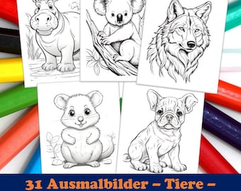 Coloring pictures - Coloring book for children - Animals - Coloring Book