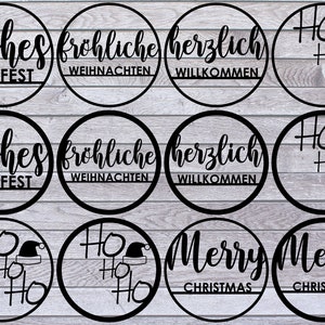 12 Door Signs Christmas - Welcome Lasercut pdf html svg png dxf