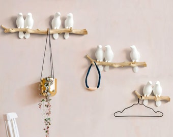 Modern Cute Minimalistic Sparrow Bird Resin Sculpture Multi-purpose Wall Hook Figurine Interior Living Room Office Desktop Home Decoration