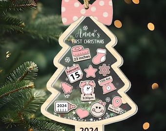 Baby&#39;s First Christmas Ornament 2024, Custom New Baby Gift, Personalized Baby 1st Christmas Ornament, 4D Shake Baby Ornament