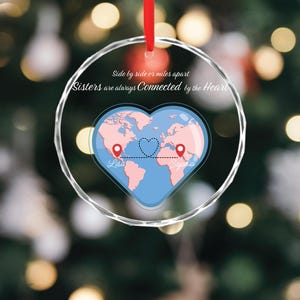 Décoration de Noël personnalisée avec nom et carte pour sœurs à distance - Cadeau personnalisé