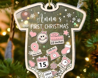 Baby&#39;s First Christmas Ornament 2024, Personalized Baby 1st Christmas Ornament, Custom New Baby Gift, 4D Shake Babies Ornament, Baby Shower