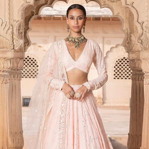 Peach wedding Lehengas for women Embroidery Designer, Party wear ethnic lehenga choli, Bollywood Heavy Lehenga choli pink Indian skirt.
