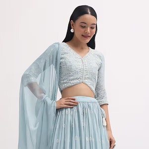 Georgette Lehenga Choli: Sequined Embroidered Indian Wedding Wear