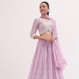 Embroidered Georgette Lehenga Choli: Bollywood Indian Wedding Ghaghara