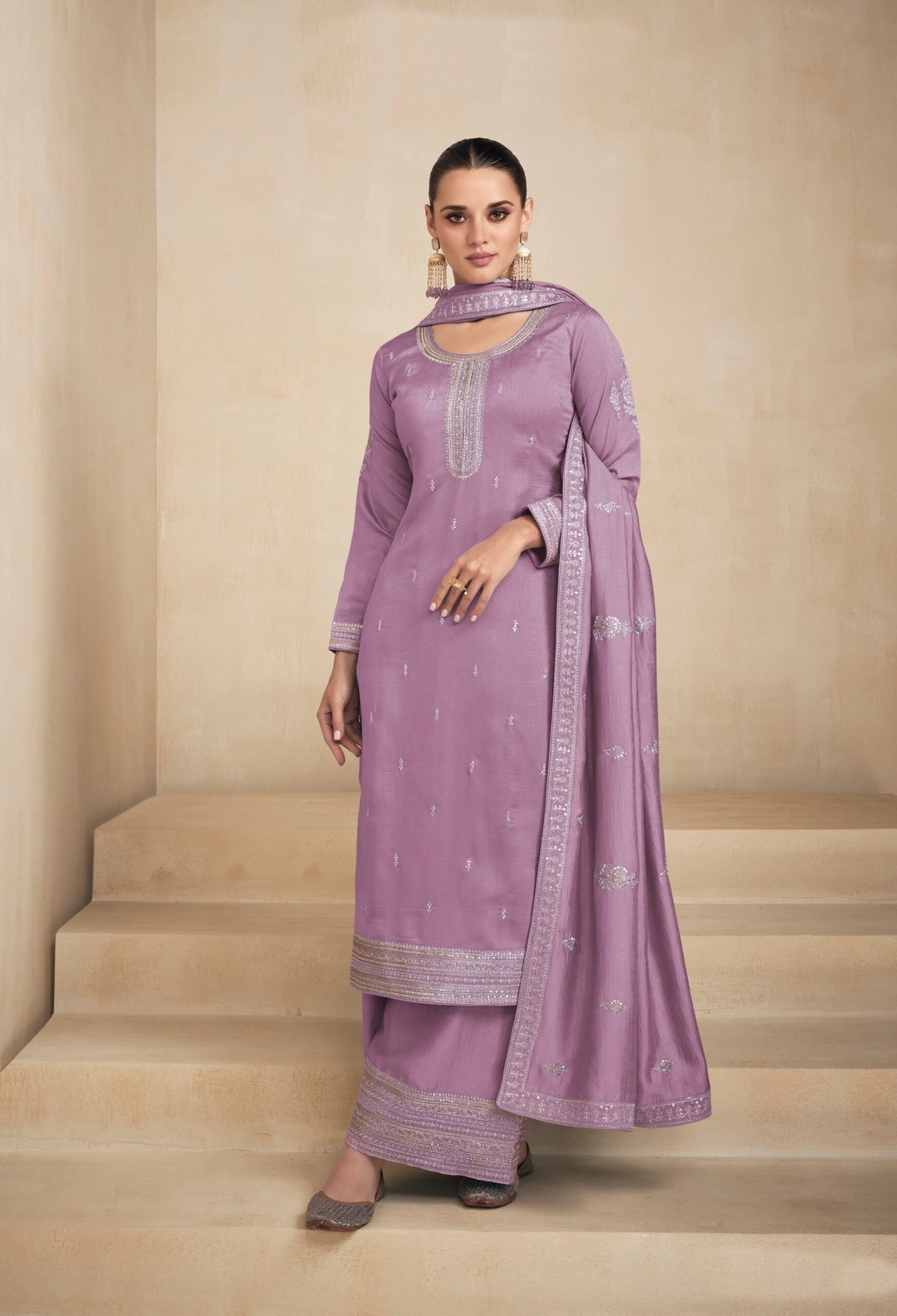 Purple Kurti & Palazzo Set