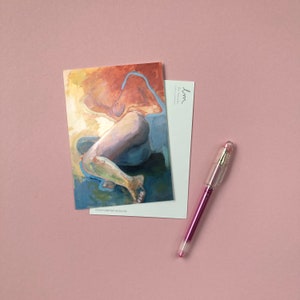 Postkarte / Kunstdruck - Frau mit blauer Linie - feminist art - A6 Print