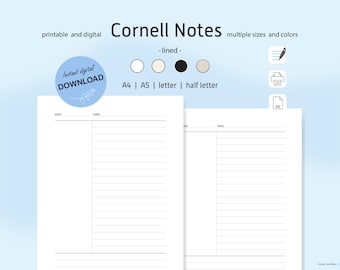 Cornell Notes Printable Template Study Template Guide Uni Exam Study Digital Download Template GoodNotes Printable Study Notes Lined