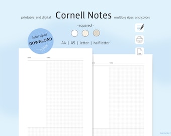 Cornell Notes Printable Template Study Template Guide Uni Exam Study Digital Download Template GoodNotes Printable Study Math Notes Squared