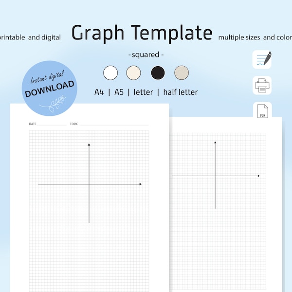 Graph Paper Printable Template Study Maths Productivity Template Digital Download Template GoodNotes Printable Graph Squared Math Physics