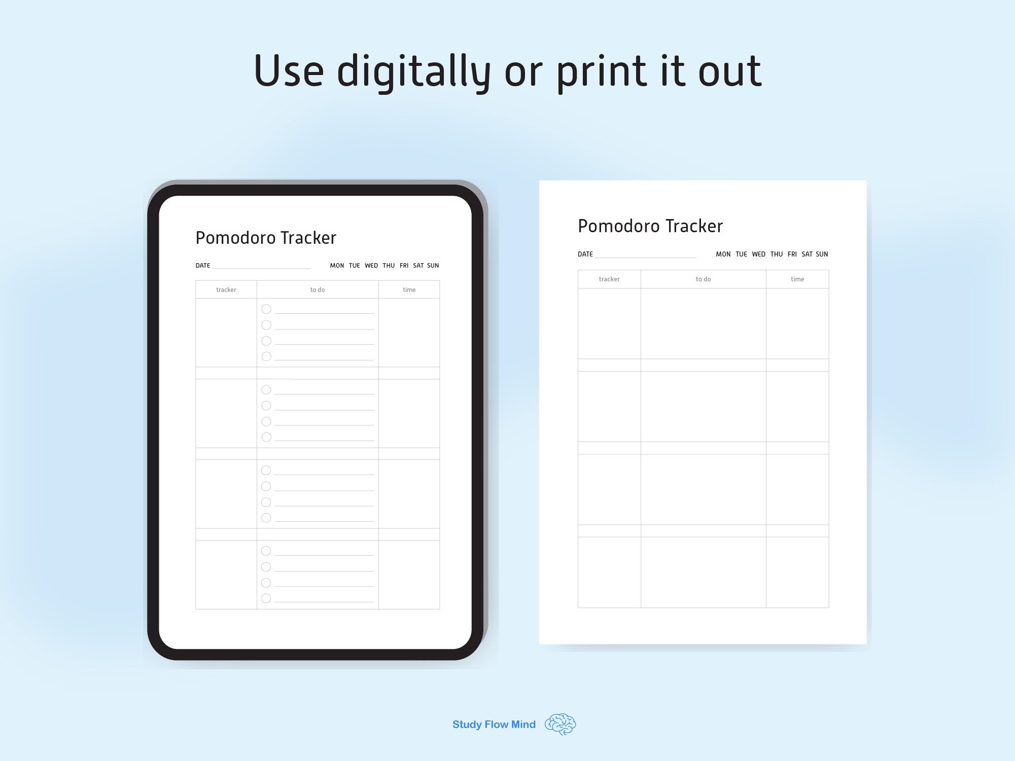 Pomodoro Timer Template Print Productivity Pomodoro Session Planner ...