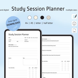 Mall för studieplaneringsplanerare Digital planerare Studie GoodNotes Utskrivbar mall Examensplanerare Planerare Organiserare Produktivitet