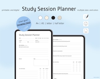 Study Session Planner Guide Template Digital Planner Study GoodNotes Printable Template Exam Study Planner Planner Organizer Productivity