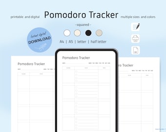 Pomodoro Timer Template Print Productivity Pomodoro Session Planner Pomodoro Time Tracker Study Guide Digital Download GoodNotes Printable