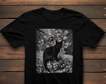 La camiseta Witch 1924 / Camiseta Lionel Lindsay / Camiseta Black Cat / Camiseta gótica de arte moderno / Camiseta Cat Lover / Camiseta Witchcore