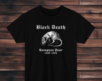 Black Death European Tour t-shirt | Morbid T-Shirt | Plague Rat T-Shirt | Offensive T-Shirt | Gothic Clothing | Aesthetic Clothing | Horror