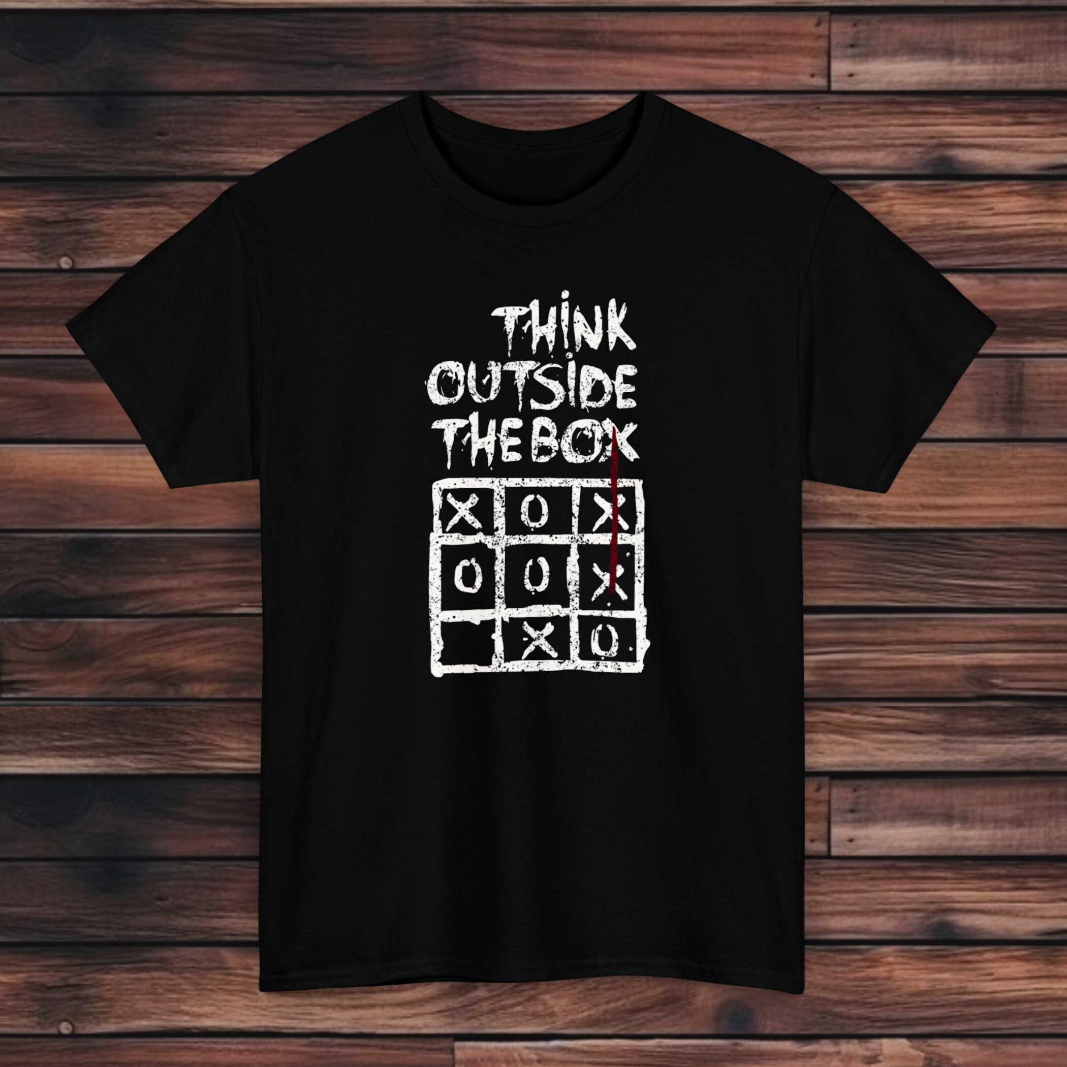 Think Outside the box T-Shirt | Motivational Gothic T-Shirt | Dark Humor T-Shirt | Tic-Tac-Toe T-Shirt | Creative Thinking T-Shirt