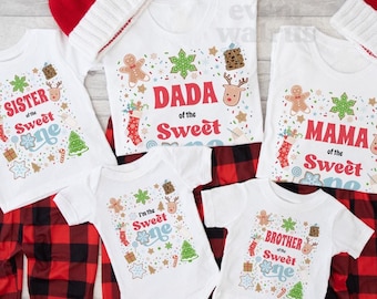First Birthday Christmas Shirts, Sweet One Birthday Winter Shirts, Matching Family Sweet One Outfit Winter Holiday Birthday Party Tshirts