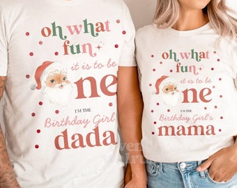 What Fun To Be One Matching Shirts, Winter 1st Birthday Tshirts, Oh What Fun To Be One Girl First Birthday Shirts, Family Christmas Birthday