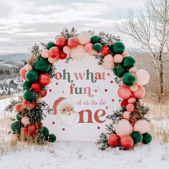 Weihnachts-Hintergrund Für 1. Geburtstag: 'Oh What Fun It Is To Be One' – 2,1x1,5 M Fototuch Für Mädchenparty, Winter & Weihnachtsdeko