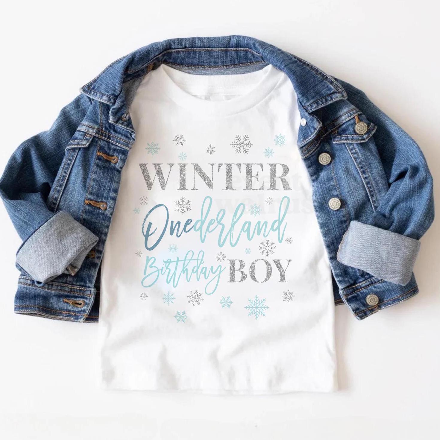 Boy Winter Onederland Shirt, 1st Birthday Winter Wonderland Boy, Onederland Birthday Boy Onederland Shirt Boy Blue Silver Snowflake Birthday