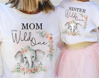 Mommy and Me Elephant Shirt 1st Birthday Party Shirt, Wild One Shirt, Wild Birthday Girl Outfit, Elephant Bday Girl Tshirt, Elephant Party