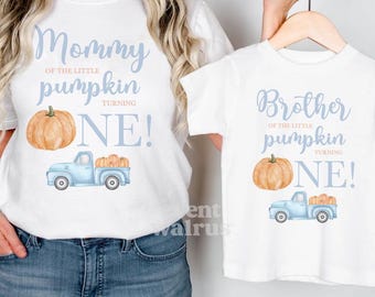 Pumpkin Truck Birthday Family Shirts, Pumpkin First Birthday Boy Pumpkin Patch Photos, Fall First Birthday Shirt, Blue Pumpkin 1st Birthday
