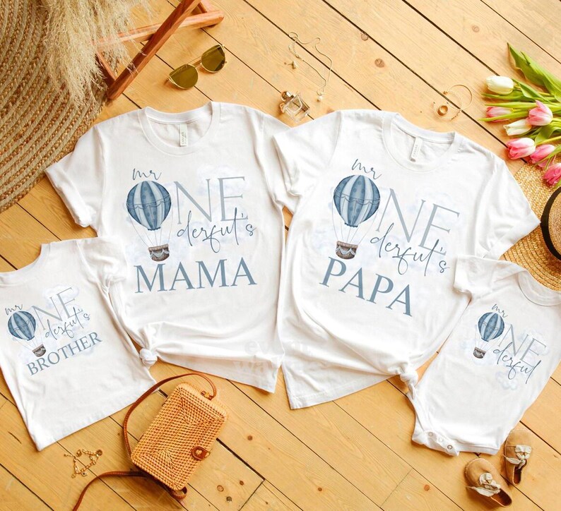 1st balloon birthday blue mister bodysuit boho boy boys cake custom dad one-derful derful family first he isnt little mister matching mama me mommy mr one onederful onsie outfit family wonderful party pastel personalized shirt tee theme tshirt year