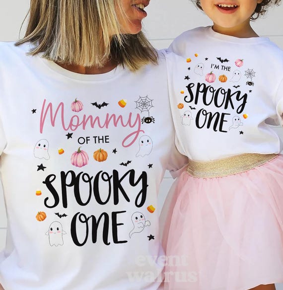 Mom Dad Bro Sis Of The Spooky One Shirt One Spooky Ghoul Mom of the Spooky One Mama First Birthday Pink Ghost Shirt Matching Family Tshirts