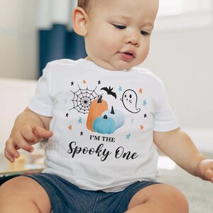Spooky One Tee Spooky One Birthday Party Boy Blue Pumpkin 1st Birthday Halloween Matching Family Shirt Cute Boys Halloween Birthday Shirts