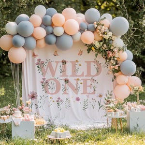 Wildflower Photo Backdrop, Wild Flower Birthday Backdrop, She&#39;s A Wildflower Birthday Banner, Printed Wild Flower Backdrop, Floral Birthday
