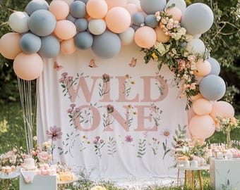 Wildflower Photo Backdrop, Wild Flower Birthday Backdrop, She's A Wildflower Birthday Banner, Printed Wild Flower Backdrop, Floral Birthday
