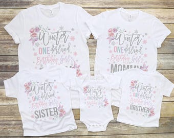 Winter Onederland Matching Shirts, Pink Purple Winter Onederland Matching Family Shirt, Dad Mom Snowflake 1st Birthday Shirt Winter 1st Bday