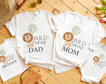 Wild One Matching Family Birthday Shirt Safari 1st Birthday Outfit Lion First Birthday Shirt Hipster Custom Lion Birthday Shirt Lion Balloon