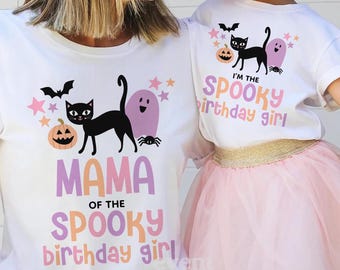 Spooky Family Bday Matching Family Shirts Birthday Ghoul Shirt One Spooky Boo Black Cat Two Spooky One Family Shirt Mama Spooky One Daddy