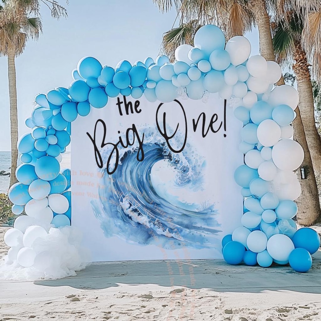 Big Wave 1st Birthday Backdrop, the Big One Wave Banner, It's the Big ...