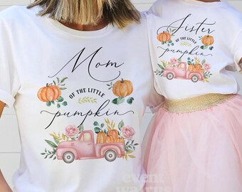 Mommy of The Little Pumpkin Girl 1st Birthday Shirt Pumpkin Tractor First Birthday Shirt Pink Pumpkin Birthday Family Shirts Boho Fall Tees