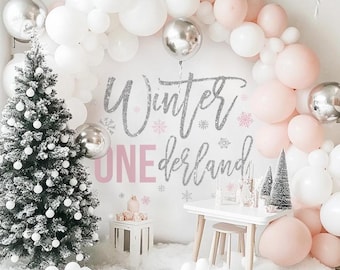 Pink Winter Onederland Backdrop, Winteronederland Photo Backdrop, Pink Onederland, 1st Birthday Girl Decor Winter, Winter One Derland Banner